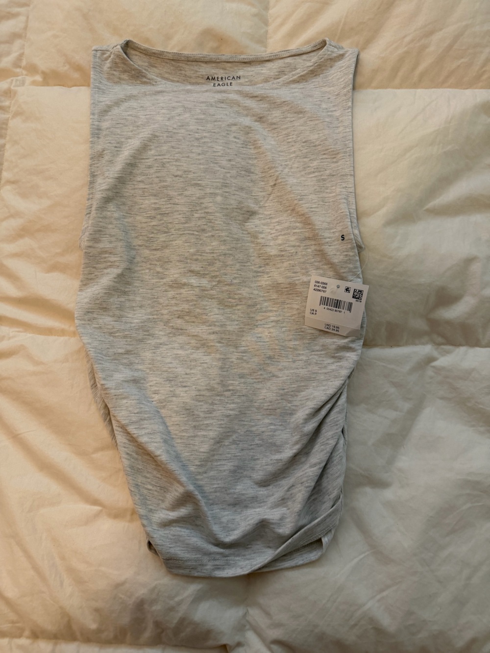 Light Gray Women’s Boat Neck Tank with Ruched Sides